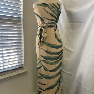 Dress Forum Strapless Green Leaf Maxi Dress
